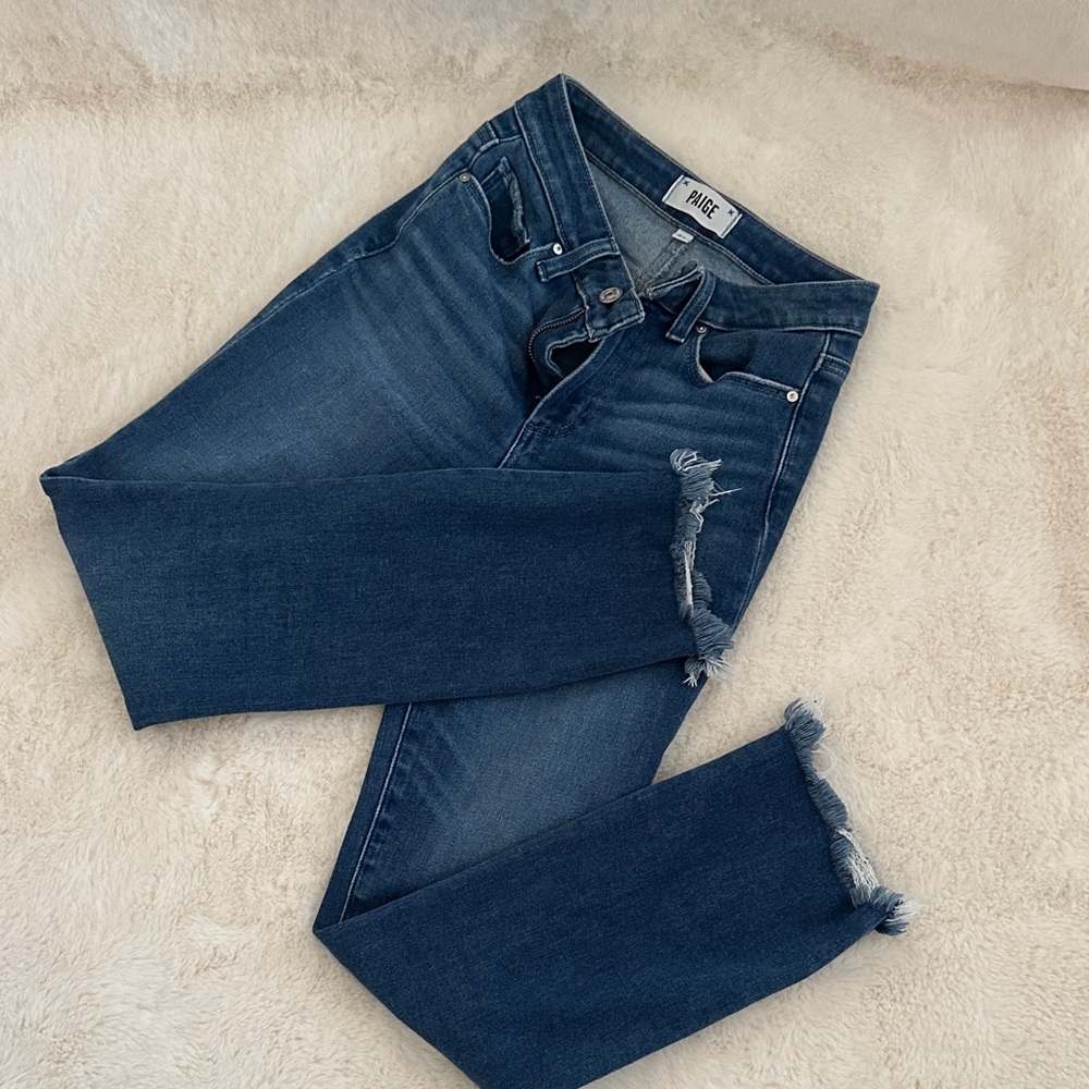 PAIGE Cindy High Waisted Women's Dark Blue Ankle Jeans